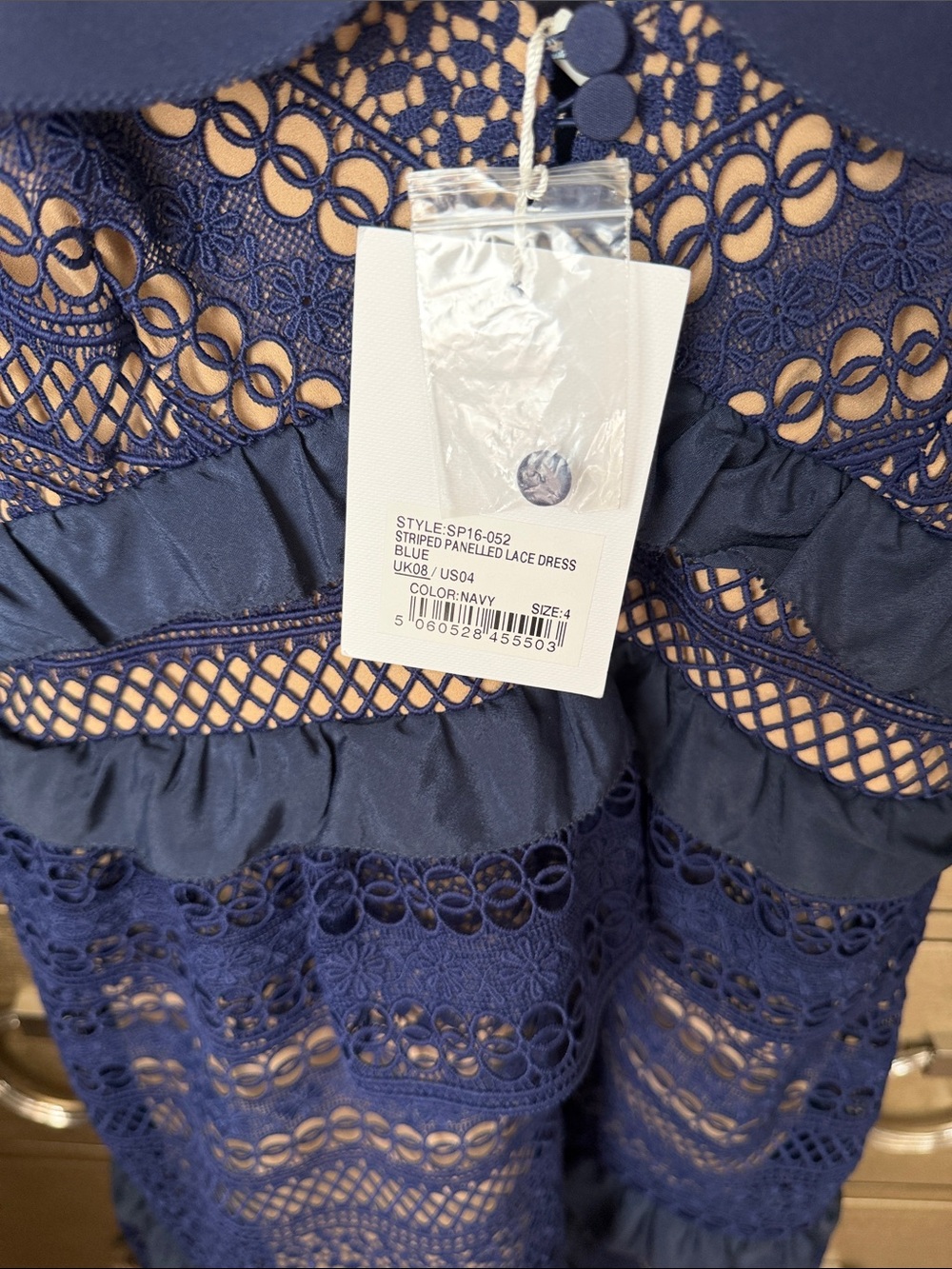 SELF PORTRAIT Women's Navy Lace Ruffle Dress - Picture 3 of 8
